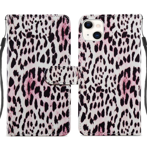 iPhone 14 Plus Painted Pattern Leather Phone Case  - Leopard