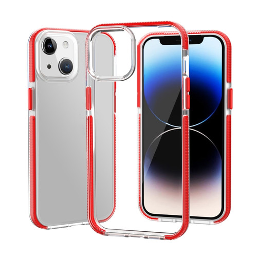 iPhone 14 Plus Two-color Shockproof High Transparency TPU Phone Case - Red
