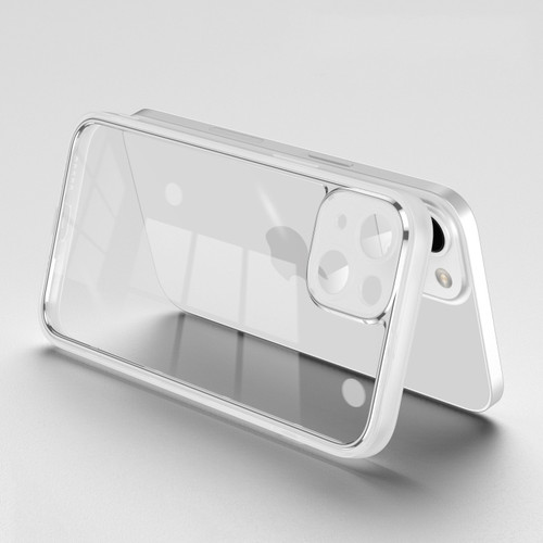 iPhone 14 Plus Electroplated PC Transparent Phone Case - White