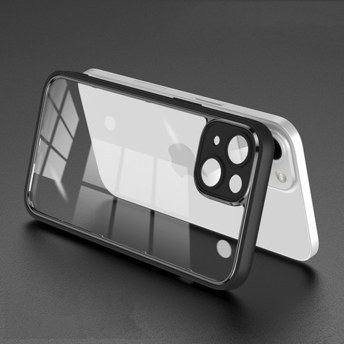 iPhone 14 Plus Electroplated PC Transparent Phone Case - Black