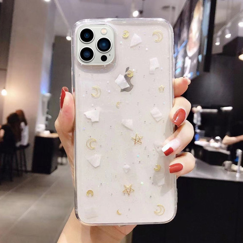 iPhone 14 Plus Moon Star Shell Glitter Epoxy TPU Phone Case - Transparent