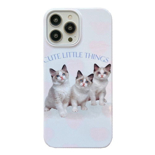 iPhone 14 Plus Cartoon Film Craft Hard PC Phone Case - Three Cute Cats