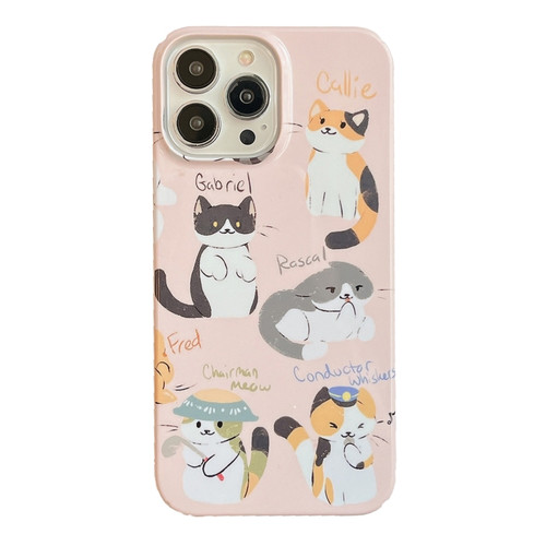 iPhone 14 Plus Cartoon Film Craft Hard PC Phone Case - Cute Cats