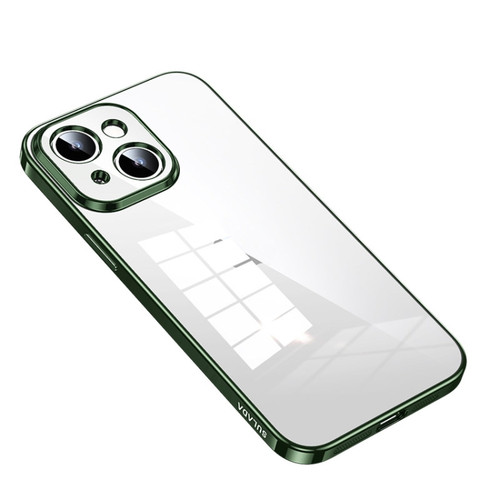 iPhone 14 Plus SULADA Shine Through Series Plating TPU Transparent Phone Protective Case - Green