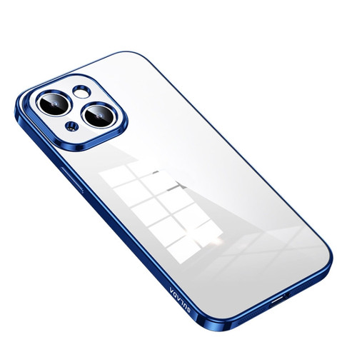 iPhone 14 Plus SULADA Shine Through Series Plating TPU Transparent Phone Protective Case - Blue