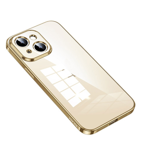 iPhone 14 Plus SULADA Shine Through Series Plating TPU Transparent Phone Protective Case - Gold
