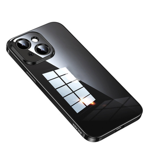 iPhone 14 Plus SULADA Shine Through Series Plating TPU Transparent Phone Protective Case - Black