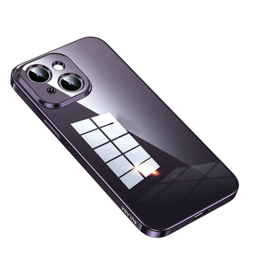 iPhone 14 Plus SULADA Shine Through Series Plating TPU Transparent Phone Protective Case - Dark Purple