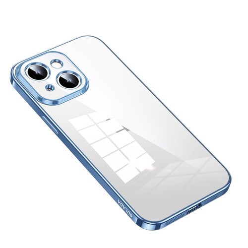 iPhone 14 Plus SULADA Shine Through Series Plating TPU Transparent Phone Protective Case - Sierra Blue