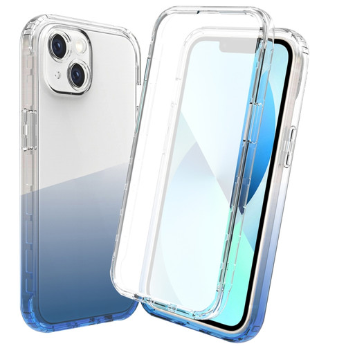 iPhone 14 Plus Full Body Shockproof Clear Gradient Phone Case  - Blue
