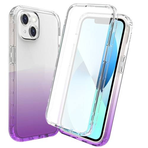 iPhone 14 Plus Full Body Shockproof Clear Gradient Phone Case  - Purple