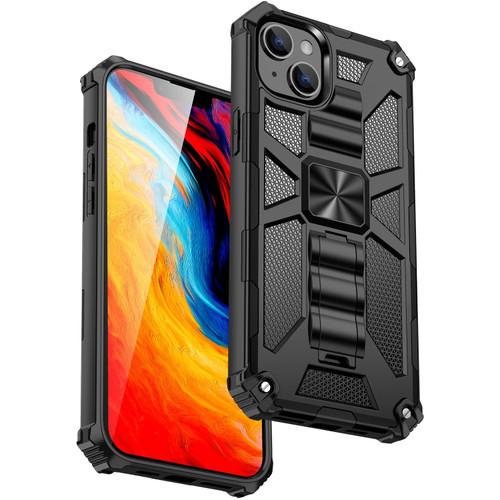 iPhone 14 Plus Armor Shockproof TPU + PC Magnetic Protective Phone Case with Holder  - Black