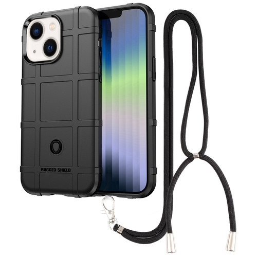 iPhone 14 Plus Lanyard Rugged Shield TPU Phone Case  - Black