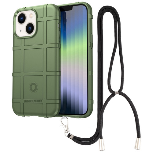 iPhone 14 Plus Lanyard Rugged Shield TPU Phone Case  - Green