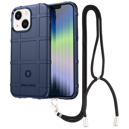 iPhone 14 Plus Lanyard Rugged Shield TPU Phone Case  - Blue