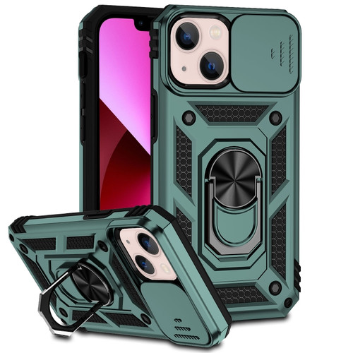 iPhone 14 Plus Sliding Camshield Holder Phone Case  - Dark Green