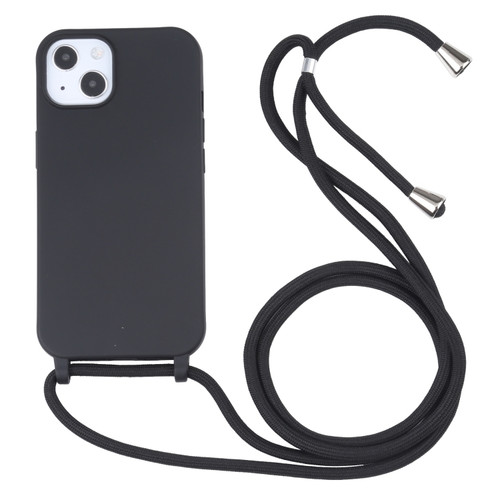 iPhone 14 Plus Candy Colors TPU Protective Phone Case with Lanyard  - Black