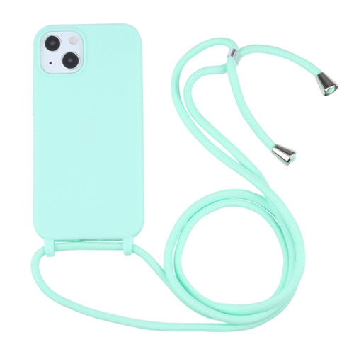 iPhone 14 Plus Candy Colors TPU Protective Phone Case with Lanyard  - Mint Green