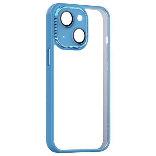 iPhone 14 Plus Shockproof Metal + Acrylic + TPU Phone Case  - Light Blue