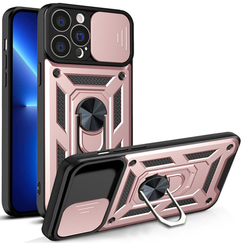 iPhone 14 Plus Sliding Camera Cover Design TPU+PC Phone Case  - Rose Gold