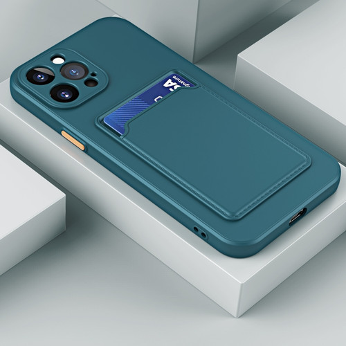 iPhone 14 Plus Skin Feel Card Color Button TPU Case  - Dark Green