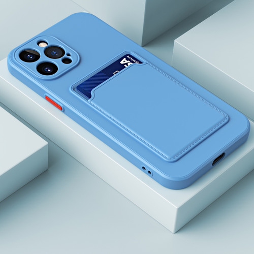 iPhone 14 Plus Skin Feel Card Color Button TPU Case  - Sky Blue