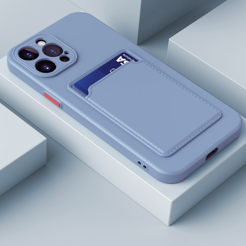 iPhone 14 Plus Skin Feel Card Color Button TPU Case  - Grey