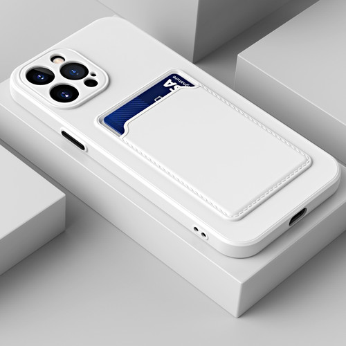 iPhone 14 Plus Skin Feel Card Color Button TPU Case  - White
