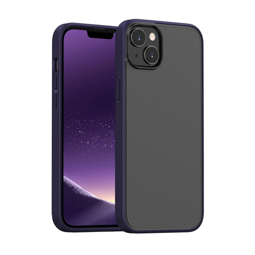 iPhone 14 Plus Skin Feel Frosted Color Button Phone Case  - Purple