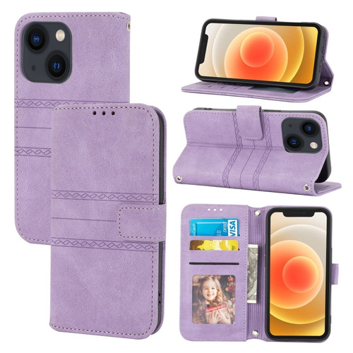 iPhone 14 Plus Embossed Striped Magnetic Case  - Purple