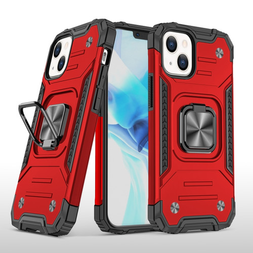 iPhone 14 Plus Magnetic Armor TPU + PC Ring Holder Phone Case  - Red