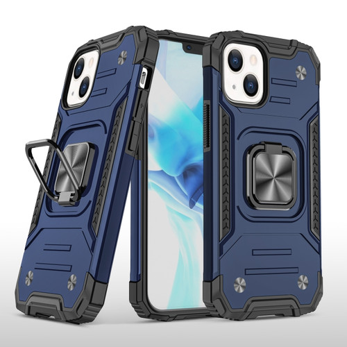iPhone 14 Plus Magnetic Armor TPU + PC Ring Holder Phone Case  - Blue