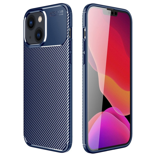 iPhone 14 Plus Carbon Fiber Texture TPU Phone Case  - Blue