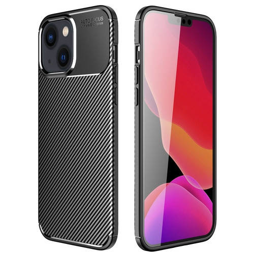iPhone 14 Plus Carbon Fiber Texture TPU Phone Case  - Black