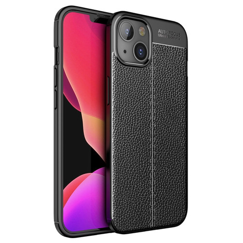 iPhone 14 Plus Litchi Texture TPU Phone Case  - Black