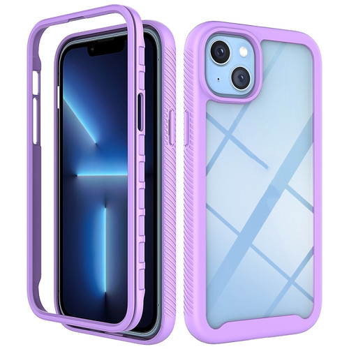 iPhone 14 Plus Starry Sky Solid Color PC + TPU Phone Case  - Purple