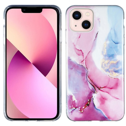 iPhone 14 Plus IMD Marble TPU Phone Case  - Pink Blue
