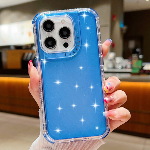 iPhone 15 Pro Max Glitter Powder 3-in-1 TPU + PC Phone Case - Blue