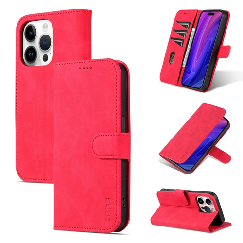 iPhone 15 Pro Max AZNS Skin Feel Calf Texture Flip Leather Phone Case - Red