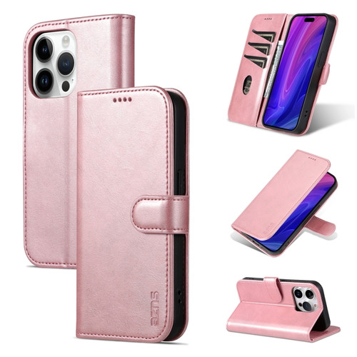 iPhone 15 Pro Max AZNS Skin Feel Calf Texture Flip Leather Phone Case - Rose Gold