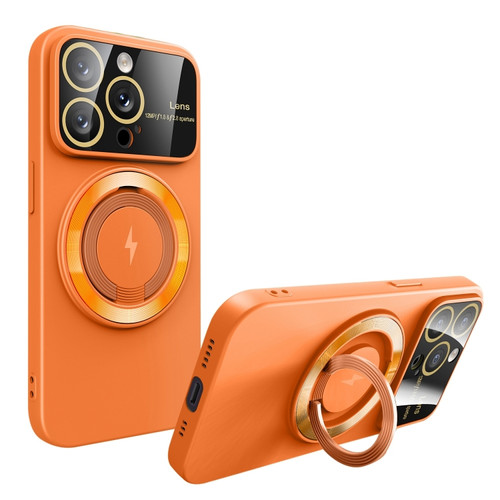 iPhone 15 Pro Max Large Window MagSafe Magnetic Holder Phone Case - Orange