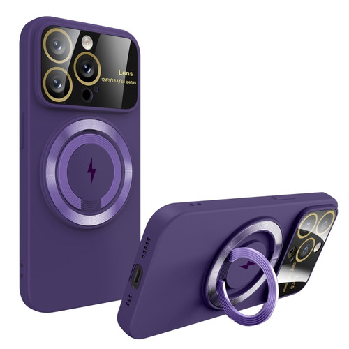 iPhone 15 Pro Max Large Window MagSafe Magnetic Holder Phone Case - Dark Purple