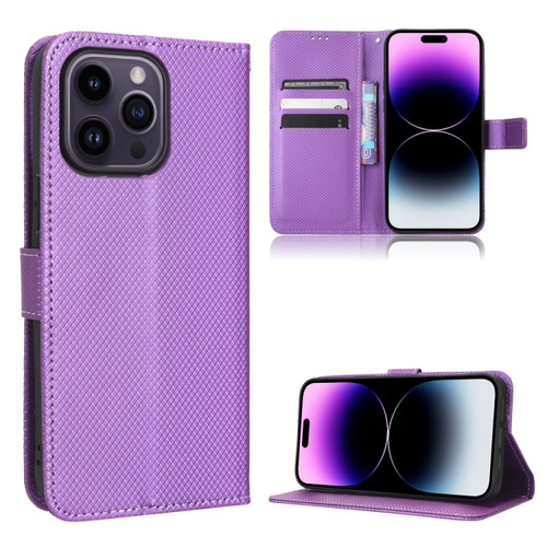 iPhone 15 Pro Max Diamond Texture Leather Phone Case - Purple