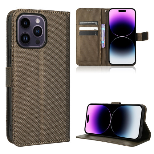 iPhone 15 Pro Max Diamond Texture Leather Phone Case - Brown