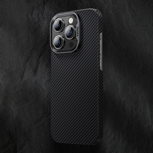 iPhone 15 Pro Max Benks 600D Kevlar Carbon Fiber Phone Case - Black