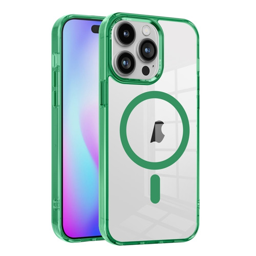 iPhone 15 Pro Max Ice Color Magnetic Series PC + Acrylic Magsafe Phone Case - Green