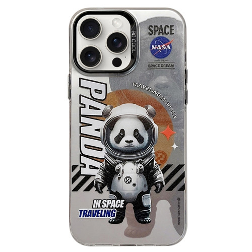 iPhone 15 Pro Max Astronaut Pattern PC Phone Case - Gray Panda