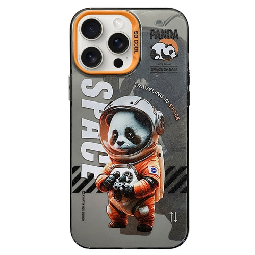 iPhone 15 Pro Max Astronaut Pattern PC Phone Case - Black Panda