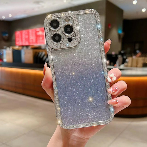 iPhone 15 Pro Max Diamond Gradient Glitter Plated TPU Phone Case - Purple