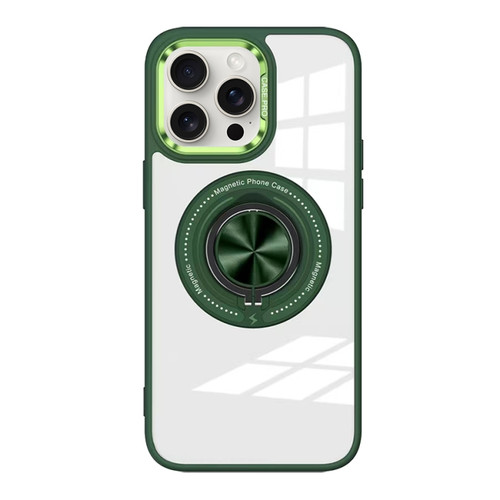 iPhone 15 Pro Max Magnetic Rotating Ring Holder Acrylic Phone Case - Green